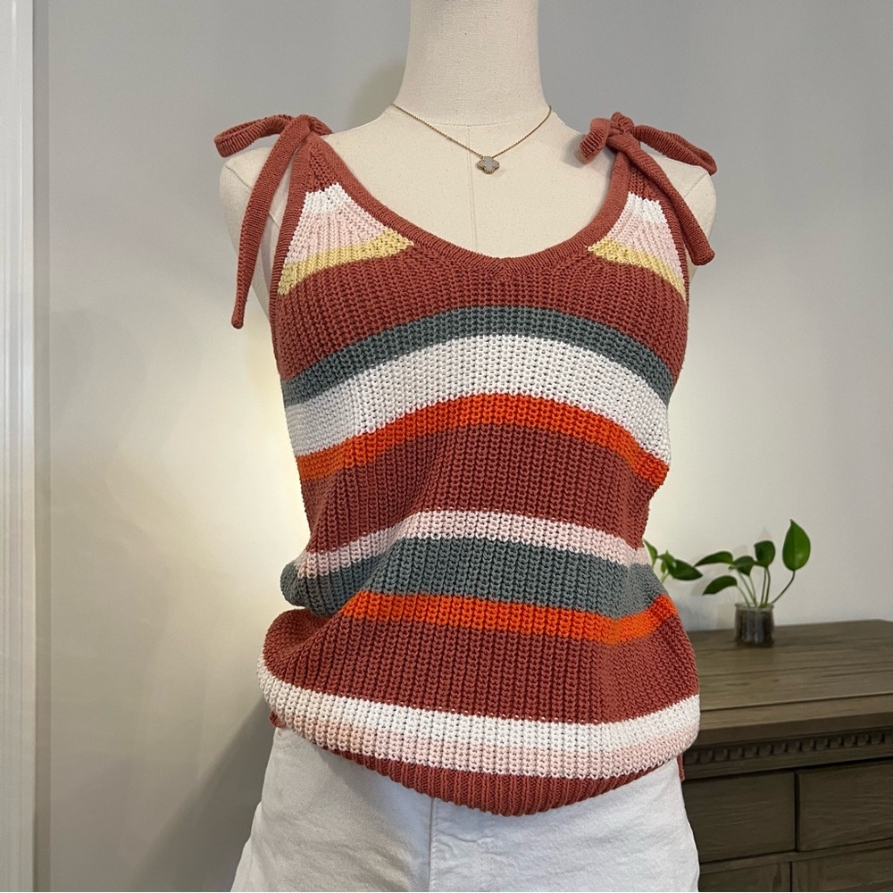 Madewell Striped Grandfield Tie-Strap Sweater Tank | Size XS